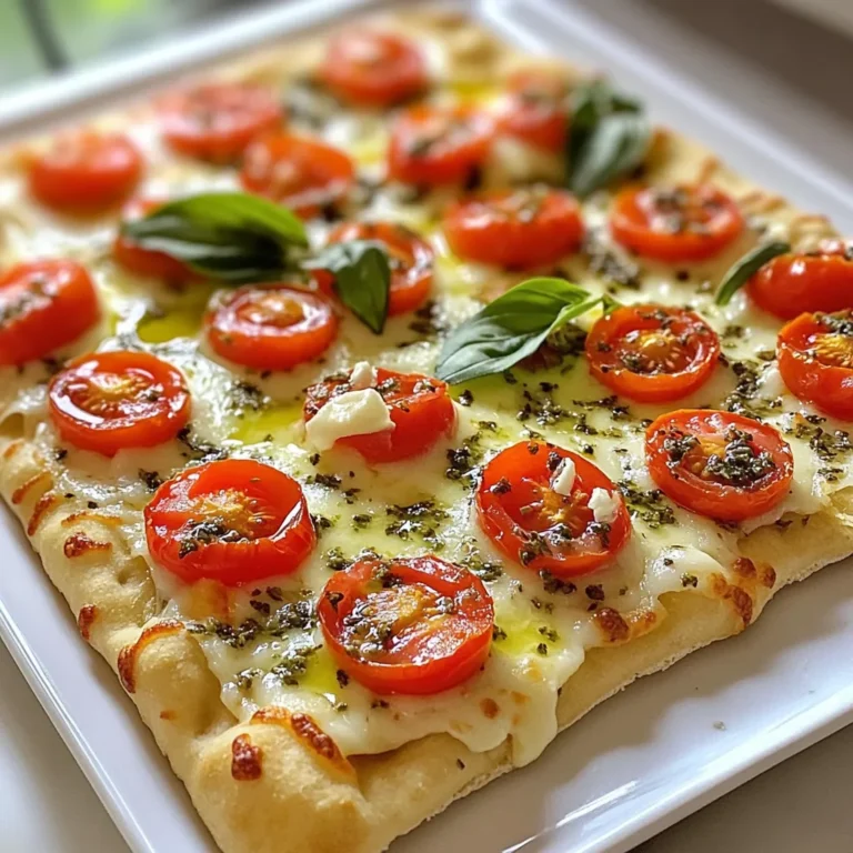 To make garlic herb flatbread pizza, you need some simple key ingredients. Here’s what you will need: - 1 store-bought or homemade flatbread (12-inch size) - 2 tablespoons olive oil - 3 cloves garlic, minced - 1 teaspoon dried oregano - 1 teaspoon dried basil - 1 cup shredded mozzarella cheese - 1/2 cup cherry tomatoes, halved - 1/4 cup fresh basil leaves, torn - Salt and pepper to taste These basic ingredients come together to create a tasty and fragrant pizza. You can make this pizza your own by adding optional ingredients. Here are some fun choices: - Red pepper flakes for some heat - Sliced olives for briny flavor - Cooked chicken or sausage for protein - Fresh spinach for added greens Feel free to mix and match based on what you like. Having the right tools makes cooking easier. Here’s what you need to prepare this flatbread pizza: - Baking sheet or pizza stone - Small mixing bowl - Brush for the garlic herb oil - Knife for slicing tomatoes and fresh basil With these items, you can whip up your flatbread pizza quickly and easily. First, set your oven to 475°F (245°C). This high heat helps the flatbread crisp up nicely. While the oven heats, gather your ingredients. You need a flatbread, mozzarella cheese, cherry tomatoes, and herbs. Make sure your garlic is minced and ready. In a small bowl, mix 2 tablespoons of olive oil with 3 minced garlic cloves. Add 1 teaspoon each of dried oregano and dried basil. Sprinkle in salt and pepper to your taste. Stir well to blend all the flavors. This garlic herb oil will bring great taste to your flatbread pizza. Place the flatbread on a baking sheet or pizza stone. Use a brush to spread the garlic herb oil on the flatbread. Try to coat it evenly, especially the edges. Next, sprinkle 1 cup of shredded mozzarella cheese on top of the flatbread. Distribute 1/2 cup of halved cherry tomatoes over the cheese. If you like some heat, add a pinch of red pepper flakes now. Now, it's time to bake! Place the baking sheet in the oven and set a timer for 10-12 minutes. Look for the cheese to bubble and the edges to turn golden brown. Once done, take it out and let it cool for a minute. Finally, sprinkle torn basil leaves on top to add freshness. Enjoy your tasty garlic herb flatbread pizza! To make a great flatbread pizza, start with quality ingredients. Use fresh flatbread for the best taste. If you make your own, use a simple recipe. Keep the flatbread thin for a nice crisp. Brush the edges with garlic herb oil for extra flavor. Bake at high heat to get a golden crust. Crispy crust is key for flatbread pizza. Here’s how to get it right: - Preheat your oven to 475°F (245°C). - Bake directly on a pizza stone or a hot baking sheet. - Keep an eye on the time. Bake for 10-12 minutes. - Let it cool for a minute after baking. This helps the crust stay crisp. Fresh herbs add a burst of flavor. You can use basil, oregano, or even parsley. Here are some tips: - Add fresh herbs right before serving for the best taste. - Mix dried herbs into the garlic oil for a strong flavor base. - If you like, sprinkle some red pepper flakes for heat. - Always taste before serving and adjust the herbs if needed. {{image_2}} You can get creative with toppings on your flatbread pizza. Here are some fun ideas: - Grilled vegetables: Add bell peppers, zucchini, or mushrooms for extra flavor. - Pepperoni or sausage: For meat lovers, these add a nice kick. - Pineapple: If you love sweet and savory, pineapple works great. - Spinach: Fresh spinach adds color and nutrition. - Feta cheese: This adds a tangy taste that pairs well with herbs. Feel free to mix and match any of these toppings. Your flatbread pizza can be unique each time you make it! While mozzarella is a classic choice, you can use other cheeses too. Consider these options: - Parmesan: Sprinkle some on top for a sharp flavor. - Ricotta: This creamy cheese adds richness and pairs well with herbs. - Gouda: A nice melt with a smoky taste can elevate your pizza. - Vegan cheese: For plant-based diets, try cashew or almond cheese. Experimenting with different cheeses can change the whole vibe of your pizza. Making your flatbread pizza vegetarian or vegan is easy! - For vegetarian options, just avoid meat toppings and load up on fresh veggies. - To make it vegan, use a plant-based flatbread and cheese. You can also replace the olive oil with a vegan pesto. These adaptations let you enjoy the same great taste while catering to different diets. Enjoy creating your perfect flatbread pizza! To keep your leftover flatbread pizza fresh, let it cool first. Then, wrap it tightly in plastic wrap or aluminum foil. You can also place it in an airtight container. Store it in the fridge, where it should last for 2-3 days. Make sure to keep it away from strong-smelling foods to avoid unwanted flavors. When you are ready to enjoy your leftover flatbread pizza, you want it warm and tasty. Preheat your oven to 375°F (190°C). Place the pizza on a baking sheet. Bake for about 8-10 minutes. This method helps keep the crust crispy and the cheese melty. If you are in a hurry, you can use a microwave. Heat it in 30-second intervals until warm, but it won’t be as crispy. If you want to save your flatbread pizza for later, freezing works great. Wrap each slice in plastic wrap, then place them in a freezer bag. Remove as much air as possible to prevent freezer burn. You can freeze it for up to 2 months. When you want to eat it, thaw it overnight in the fridge. Then, reheat it in the oven for the best results. Yes, you can use any flatbread you like. Pita bread, naan, or even tortillas work well. Each type has its own taste and texture. Just make sure the flatbread is sturdy enough to hold the toppings. To keep your flatbread pizza crispy, try a few simple tricks. First, bake it at a high heat like 475°F (245°C). This helps the crust cook fast. Second, brush the flatbread with garlic herb oil before adding toppings. This creates a barrier. Lastly, avoid too much sauce or watery toppings. You can use many sauces to add flavor to your flatbread pizza. Try classic marinara for a traditional taste. Pesto gives a fresh, herby flavor. If you want a kick, drizzle some hot sauce. You can also mix olive oil with balsamic vinegar for a tasty twist. Garlic herb flatbread pizza is simple to make and delicious. We covered key ingredients and how to customize your pizza. You learned the best tools for cooking and step-by-step instructions for the process. Tips helped you achieve the perfect crispy crust, while variations showed you new topping ideas. Remember to store any leftovers properly, and reheating tips will keep flavors fresh. With these insights, you can impress anyone with your garlic herb flatbread pizza! Enjoy your cooking journey.
