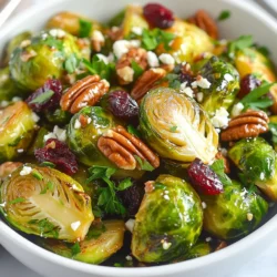 - 1 lb Brussels sprouts, trimmed and halved - 2 tablespoons olive oil - 3 tablespoons pure maple syrup Brussels sprouts are the star of this salad. I love their earthy taste and crunchy texture. When you roast them, they turn sweet and tender. I use fresh, high-quality Brussels sprouts for the best flavor. Olive oil adds richness, while maple syrup gives a delightful sweetness. - 1/2 teaspoon sea salt - 1/4 teaspoon black pepper - 1/2 cup pecans, roughly chopped Sea salt brings out the natural flavors. Black pepper adds a hint of spice. I toast the pecans for extra crunch and a nutty taste. This mix of flavors makes the salad exciting. - 1/3 cup dried cranberries - 1/2 cup crumbled feta cheese (optional) - Fresh parsley, chopped for garnish Dried cranberries add a fruity burst of flavor. Feta cheese provides creaminess and tang. Fresh parsley brightens the dish with color and taste. You can mix and match these ingredients based on your preference. {{ingredient_image_1}} 1. Preheat the oven: Start by setting your oven to 400Β°F (200Β°C). This helps the Brussels sprouts roast evenly. 2. Prepare the Brussels sprouts: Take 1 pound of Brussels sprouts. Trim the ends and cut each one in half. This allows them to cook faster and soak in the flavors better. 1. Combine ingredients in a bowl: In a large bowl, add the halved Brussels sprouts. Pour in 2 tablespoons of olive oil and 3 tablespoons of pure maple syrup. Sprinkle in 1/2 teaspoon of sea salt and 1/4 teaspoon of black pepper. Toss everything well. Make sure each sprout gets coated nicely. 2. Roast the Brussels sprouts: Spread the coated Brussels sprouts in a single layer on a baking sheet. Place them in the preheated oven. Roast for 20 to 25 minutes, stirring halfway through. Look for a golden brown color and a tender texture. 1. Toasting method and time: While the Brussels sprouts roast, take 1/2 cup of chopped pecans. Heat a skillet over medium heat. Add the pecans and toast them for about 4 to 5 minutes. Stir often to prevent burning. They should smell nutty and fragrant. 2. When to prepare the pecans: You can toast the pecans while the Brussels sprouts are roasting. This way, both components are ready at the same time, making your cooking efficient. To get great caramelization, make sure to space the Brussels sprouts out on the baking sheet. This helps them roast rather than steam. I recommend using a high-quality olive oil. It adds flavor and helps with browning. Aim for a golden brown color on the outside. Check for tenderness by piercing a sprout with a fork. If it goes in easily, they are done. If not, give them a few more minutes in the oven. Remember, the goal is a crispy outside and a soft inside. You can tweak the maple syrup amount to fit your taste. If you like it sweeter, add more syrup. If you prefer less sweetness, reduce it. You can also use honey or agave syrup if you want to switch things up. Each sweetener brings its unique flavor, so feel free to experiment. This salad pairs well with roasted meats, especially chicken or pork. It also goes great with grain dishes like quinoa or farro. For events, serve the salad in a large bowl to showcase its colors. Garnish with fresh parsley for a pop of green. You can even add a sprinkle of feta on top for a beautiful finish. Pro Tips Choose Fresh Brussels Sprouts: Look for firm, bright green sprouts without any yellowing or blemishes for the best flavor and texture. Adjust the Sweetness: Depending on your preference, you can add more or less maple syrup to achieve your desired level of sweetness. Toast Pecans for Extra Flavor: Always toast nuts before adding them to a dish to enhance their flavor and crunch. Serve Warm: This salad is best enjoyed warm, right after tossing everything together, to maintain the texture of the Brussels sprouts. {{image_2}} You can change up the nuts in this salad. Adding walnuts or almonds gives a nice crunch. Both nuts add different flavors, making the salad more interesting. If you need a nut-free option, try seeds like pumpkin or sunflower seeds. They still add that nice crunch without the nuts. Cheese can change the taste of the salad. If you want a dairy-free option, go for vegan cheese. It melts well and adds creaminess. You can also swap feta cheese for goat cheese. Goat cheese brings a tangy flavor that pairs well with the sweet maple glaze. For more texture, add grains like quinoa. Quinoa is full of protein and makes the salad heartier. You can also mix in fresh veggies like bell peppers or cucumbers. Fruits like apples or pears add sweetness and freshness. These additions not only enhance flavor but also create a beautiful presentation. You can store leftover maple glazed Brussels sprouts salad in the fridge. Place the salad in an airtight container. This helps to keep it fresh. Make sure to use a container that seals well to prevent moisture loss. If you have a lot of salad, consider using two smaller containers. Reheat Brussels sprouts in the oven for the best results. Preheat your oven to 350Β°F (175Β°C). Spread the sprouts on a baking sheet. Heat them for about 10 minutes. This keeps the sprouts crispy and tasty. You can also reheat them in a microwave. If you do, use a microwave-safe plate. Heat in short bursts of 30 seconds, checking often. Avoid reheating too long to keep them fresh. You can freeze the salad, but itβs not the best option. Freezing can change the texture of Brussels sprouts. If you want to freeze it, do so without the cheese and cranberries. Pack the sprouts and nuts in a freezer-safe bag. Squeeze out as much air as possible. To thaw, place in the fridge overnight. Heat gently before serving. Yes, you can make this salad ahead of time. To keep it fresh, store the components separately. Roast the Brussels sprouts and let them cool. Place them in an airtight container in the fridge. Keep the pecans, cranberries, and feta in their own containers. When ready to serve, combine everything in a bowl. Drizzle with maple syrup and toss gently. This method maintains the crunch of the ingredients. If you donβt have maple syrup, you can use honey or agave nectar. Both options add sweetness but have different flavors. For a vegan choice, agave is best. Use the same amount of the substitute as you would maple syrup. Adjust to taste if needed. Each sweetener brings its own twist to the dish, so feel free to experiment! Youβll know Brussels sprouts are done when they are golden brown and tender. Check for a nice caramel color on the outside. Pierce them with a fork; it should go in easily. Roasting time is usually 20-25 minutes. Stir halfway through to ensure even cooking. Perfectly roasted Brussels sprouts will have a sweet, nutty flavor that pairs well with the salad. In this post, we explored how to make a delicious Brussels sprout salad. We discussed the key ingredients like Brussels sprouts, olive oil, and maple syrup. You learned tips for prepping and roasting the sprouts, as well as ways to customize the flavors. Finally, I shared storage tips to keep leftovers fresh. Enjoy this salad as a side dish or main meal. Itβs healthy, easy, and packed with flavor!