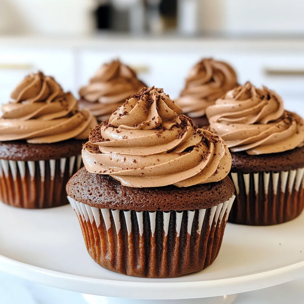 - 1 ½ cups all-purpose flour - 1 cup granulated sugar - ½ cup unsweetened cocoa powder - 1 teaspoon baking soda - ½ teaspoon salt - 1 cup brewed espresso or strong coffee, cooled - ½ cup vegetable oil - 1 teaspoon vanilla extract - 2 large eggs - 1 cup heavy cream (for frosting) - 2 tablespoons powdered sugar (for frosting) - 1 tablespoon instant coffee granules (for frosting) - Cocoa powder or shaved chocolate (for garnish) When picking ingredients for cappuccino cupcakes, quality matters. I use all-purpose flour for a light texture. Granulated sugar keeps the cupcakes sweet and moist. Unsweetened cocoa powder adds rich chocolate flavor. Baking soda helps the cupcakes rise, while salt enhances the taste. Cooled espresso or strong coffee gives a nice coffee punch. I prefer vegetable oil for moisture; it keeps the cupcakes soft. Vanilla extract adds warmth. The eggs bind everything together for a perfect structure. For the frosting, I choose heavy cream. It makes the frosting fluffy and rich. Powdered sugar ensures smoothness, and instant coffee granules boost the coffee flavor. Finally, cocoa powder or shaved chocolate makes a lovely garnish. If you need substitutions, I’ve got you covered. Use whole wheat flour for a healthier option. Coconut sugar can replace granulated sugar for a lower glycemic index. You can swap cocoa powder with carob powder if you want a caffeine-free version. For a dairy-free cupcake, try almond milk instead of heavy cream. Use a dairy-free cream option for the frosting. If you're vegan, applesauce can replace eggs. Remember, flavors may shift slightly with these swaps, but your cupcakes will still taste great! First, preheat your oven to 350°F (175°C). This step is key for baking. While the oven heats, take a muffin tin and line it with cupcake liners. The liners keep your cupcakes from sticking and make them easy to serve. Grab a large mixing bowl. In this bowl, add: - 1 ½ cups all-purpose flour - 1 cup granulated sugar - ½ cup unsweetened cocoa powder - 1 teaspoon baking soda - ½ teaspoon salt Whisk these ingredients together until they blend well. This dry mix creates a nice base for your cupcakes. In a separate bowl, mix the wet ingredients. You need: - 1 cup brewed espresso or strong coffee, cooled - ½ cup vegetable oil - 1 teaspoon vanilla extract - 2 large eggs Whisk these until smooth. Slowly pour this mix into the dry ingredients. Stir gently until just combined. A few lumps are okay; don’t overmix. Next, divide the batter evenly into the cupcake liners. Fill each about 2/3 full. Bake them in the preheated oven for 18-20 minutes. Check doneness with a toothpick. If it comes out clean, they are done. Let them cool in the tin for 5 minutes. After that, transfer them to a wire rack to cool completely. Now you’re ready for the frosting! Many people forget to cool their espresso before using it. Hot coffee can ruin the batter's texture. Overmixing is another common mistake. Mix until just combined for light cupcakes. Filling the liners too much can lead to messy cupcakes. Fill them only two-thirds full for the best rise. The key to great texture is using room temperature ingredients. Eggs and oil mix better when they are not cold. Make sure to beat the heavy cream until soft peaks form. This gives the frosting a fluffy and light feel. Adding instant coffee granules to the frosting helps enhance the coffee flavor. Let the cupcakes cool in the tin for five minutes. This keeps them moist and helps them lift out easily. Then, move them to a wire rack to cool completely. For frosting, use a piping bag for smooth and even layers. Dust with cocoa powder or sprinkle shaved chocolate on top for a lovely presentation. {{image_2}} You can change the flavor of your cappuccino cupcakes easily. For a mocha twist, add 1/4 cup of chocolate chips to the batter. This adds richness and pairs well with coffee. If you want a lighter taste, try vanilla. Use 1 tablespoon of vanilla bean paste in the batter. This will give you a lovely aroma and flavor. You can also mix in almond extract for a nutty hint. These small changes can make your cupcakes unique and fun. While whipped cream is great, you can try different frostings. Buttercream is creamy and rich. Make it by mixing 1 cup of softened butter with 4 cups of powdered sugar. Add 2 tablespoons of milk and 1 teaspoon of vanilla for flavor. Cream cheese frosting is another option. Use 8 ounces of softened cream cheese and mix with 1/2 cup of butter. Add 4 cups of powdered sugar and a splash of milk. Both of these frostings offer a different taste that complements the cupcakes. To make gluten-free cupcakes, swap the all-purpose flour for a gluten-free blend. Ensure the blend has xanthan gum for the best texture. For vegan cupcakes, replace eggs with 1/4 cup of applesauce per egg. Use almond milk instead of espresso or coffee. Swap vegetable oil with your favorite plant-based oil. These changes keep the cupcakes tasty while meeting different dietary needs. You can enjoy the deliciousness without worry! To keep your cappuccino cupcakes fresh, store them in an airtight container. This prevents air from drying them out. You can place a piece of wax paper between layers to avoid sticking. Keep the container at room temperature for best results. Avoid placing cupcakes in the fridge, as it can make them dry. Cappuccino cupcakes stay fresh for about three days when stored properly. If you notice any signs of mold or a change in smell, throw them away. For longer storage, use the freezing method below. These cupcakes freeze well, making them perfect for special events. To freeze, first let the cupcakes cool completely. Wrap each cupcake tightly in plastic wrap, then place them in a freezer-safe bag. They can last up to three months in the freezer. When you’re ready to enjoy, thaw them in the fridge overnight. Frost them just before serving for the best taste. Yes, you can use regular coffee. Just make sure it is strong. The flavor may change slightly, but it will still taste great. Brew your coffee with less water than usual. This gives you a stronger taste that works well in the cupcakes. To keep your cupcakes moist, do not overmix the batter. Mix until just combined. Use fresh ingredients, especially eggs and oil. Also, do not bake them too long; check with a toothpick around 18 minutes. If they come out clean, they are done. Let them cool in the tin for a few minutes, then move them to a rack. For decoration, pipe the whipped coffee frosting on top. Use a large star tip for a nice look. Dust with cocoa powder or sprinkle shaved chocolate on top. This adds flavor and makes them pretty. You can also add coffee beans for a special touch. Cappuccino cupcakes bring joy with every bite. We covered ingredients, step-by-step baking, and smart tips for success. You can create fun variations or store them for later. With simple swaps, these cupcakes fit many diets. Remember, a little care makes a big difference. Enjoy baking and sharing these treats with others. Your kitchen can become a cupcake paradise!