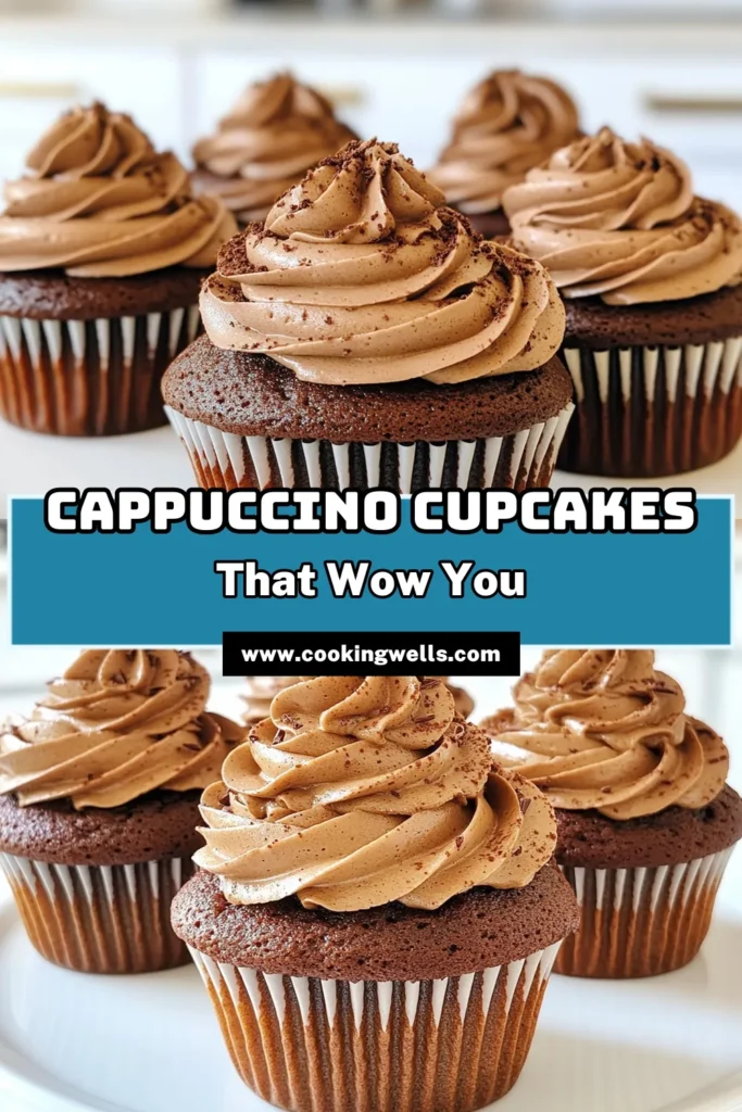Indulge your sweet tooth with irresistible Cappuccino Cupcakes! These delightful treats blend rich coffee flavor with a light, fluffy texture, perfect for any occasion. Made with simple ingredients, they’re easy to whip up and finished with a luscious whipped coffee frosting. Ready to impress your guests? Click through for the full recipe and create these delicious cupcakes at home! #CappuccinoCupcakes #BakingRecipes #DessertIdeas #CoffeeLovers