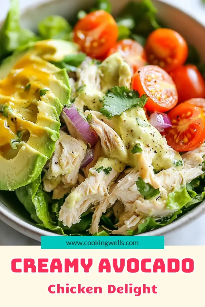 Looking for a delicious and healthy chicken salad recipe? Try this creamy avocado chicken salad featuring mashed avocado, Greek yogurt, and tender shredded chicken. Perfect as a light meal or on-the-go lunch, this easy chicken salad with avocado is packed with flavor and nutrients. Enjoy vibrant flavors from fresh veggies and herbs. Save this avocado salad recipe now for a quick and tasty meal option! #ChickenSalad #HealthyEating #AvocadoRecipes #QuickMeals