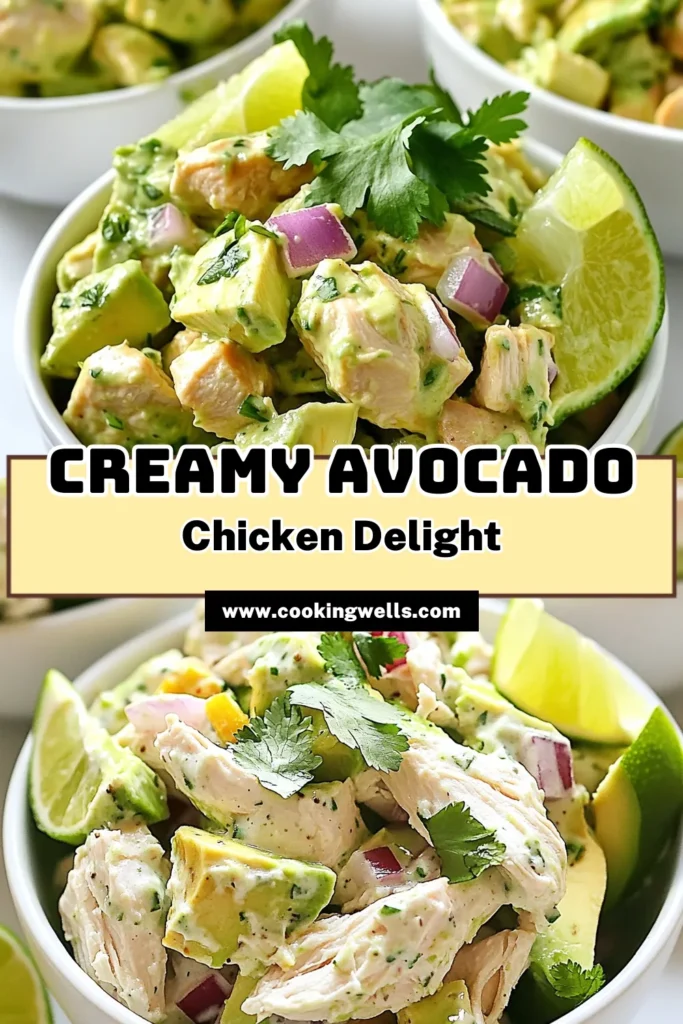 Looking for a deliciously healthy option? Try this creamy avocado chicken salad! Packed with flavor and nutrients, this easy avocado recipe combines tender chicken with a creamy Greek yogurt salad dressing. Perfect as a light lunch or a satisfying dinner, this creamy chicken salad recipe is not only simple to make but also full of fresh ingredients. Save this recipe for a healthy meal! #AvocadoChickenSalad #HealthyChickenSalad #EasyAvocadoRecipes #CreamyChickenSalad