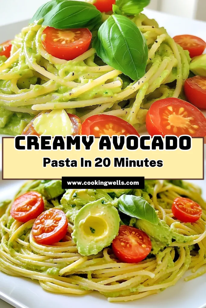 Indulge in a deliciously creamy avocado pasta that's both healthy and quick to prepare! This easy recipe combines ripe avocados, fresh basil, and Greek yogurt for a sauce that coats your pasta perfectly. Ready in just 20 minutes, it makes for a delightful meal any day of the week. Click to explore the full recipe and impress your family with this culinary delight! #AvocadoPasta #HealthyRecipes #QuickMeals #VegetarianCooking