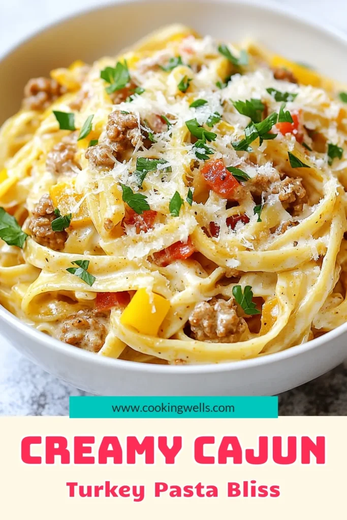 Savor the irresistible flavors of creamy Cajun turkey pasta in this easy and delicious recipe! With fettuccine and seasoned ground turkey, this creamy pasta dish is perfect for busy weeknights. In just 30 minutes, you can whip up a comforting meal that combines rich sauces with a kick of Cajun flavor. Bookmark this fettuccine with turkey and enjoy a delightful taste adventure! #CajunTurkeyPasta #CreamyPastaRecipes #EasyCajunRecipes #GroundTurkeyPastaDish