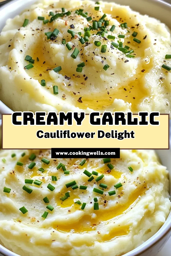 Discover the ultimate comfort food with this creamy garlic mashed cauliflower recipe! This low carb mashed cauliflower is a delicious vegan option that's both dairy free and comforting. With roasted garlic enhancing the flavor, this creamy roasted garlic cauliflower mash is perfect for any meal. Try this tasty vegan cauliflower mash today and elevate your sides! Don’t forget to save this recipe for later! #MashedCauliflower #VeganRecipes #LowCarb #DairyFree