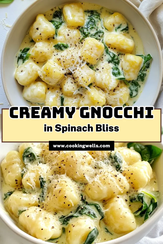 Indulge in this creamy spinach ricotta gnocchi recipe that's perfect for an easy dinner! Combining tender potato gnocchi with rich ricotta cheese and fresh spinach, this ricotta cheese pasta dish is a delightful twist on traditional gnocchi. With a luscious cream sauce and zesty lemon notes, it's sure to impress. Try this spinach gnocchi with cream in just 30 minutes! Save for later and bring flavor to your dinner table! #gnocchi #pasta #dinnerrecipe #spinachricotta
