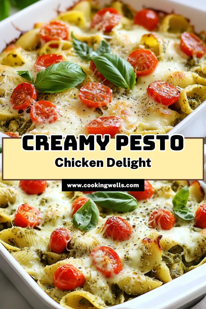 Looking for quick weeknight dinner ideas? Try this Creamy Pesto Chicken Casserole! Perfect as a chicken pasta bake, it combines tender shredded chicken, creamy pesto, and lots of cheesy goodness. This easy pesto chicken recipe is sure to become a family favorite. With just a few steps, you’ll have a delicious cheesy chicken casserole ready in no time. Save this recipe for your next meal! #ChickenCasserole #PastaBake #PestoRecipe #WeeknightDinner