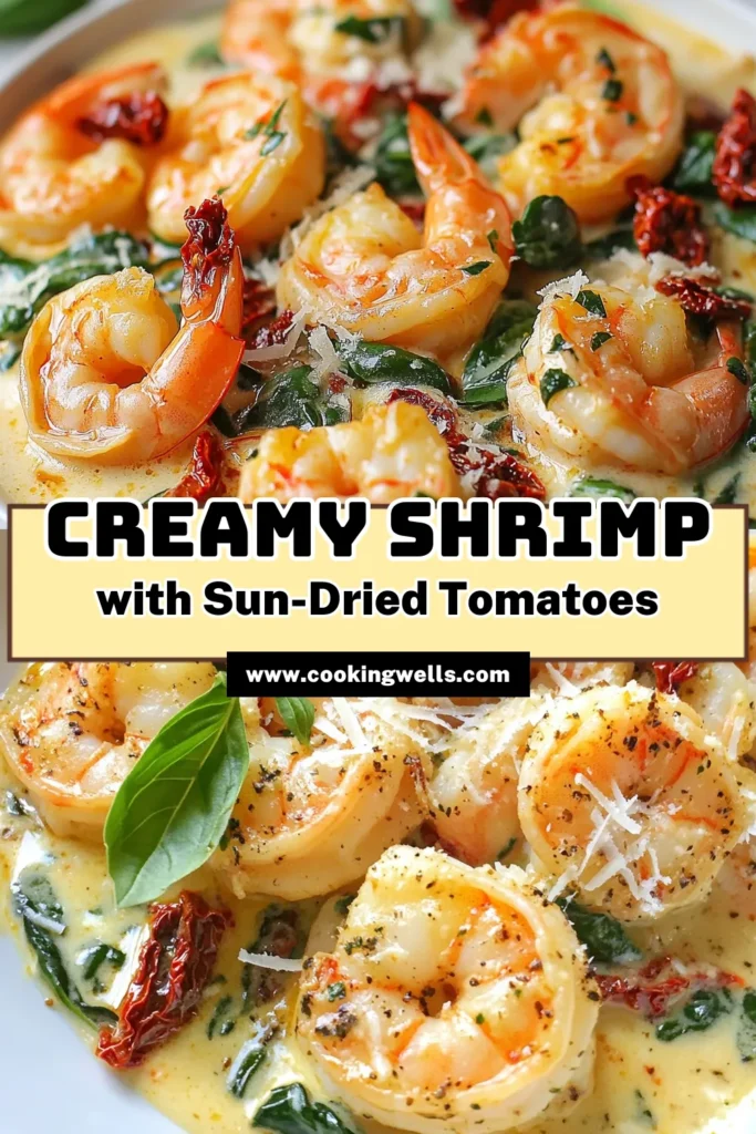 Indulge in this creamy shrimp recipe featuring sun-dried tomato shrimp that's perfect for an easy shrimp dinner. This delightful dish combines succulent shrimp in a rich pasta sauce with shrimp, infused with creamy garlic flavors. Ready in just 25 minutes, it’s a quick yet gourmet meal your family will love. Try this creamy garlic shrimp today and elevate your weeknight dinners! Save this recipe for later! #CreamyShrimp #ShrimpDinner #PastaSauce #EasyRecipes