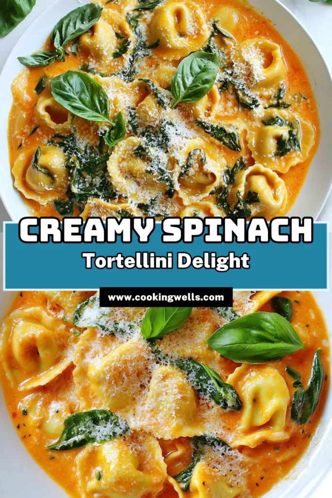 Looking for a delightful and quick meal? Try this creamy tomato tortellini recipe that combines cheese tortellini, fresh spinach, and a rich cream sauce for an easy tortellini dinner that’s perfect for busy nights. This Italian tortellini dish is bursting with flavor and takes just 25 minutes to prepare! Check out the recipe for a simple, satisfying meal. Save this Spinach tortellini with cream idea now! #tortellini #easyrecipe #Italianfood #comfortfood