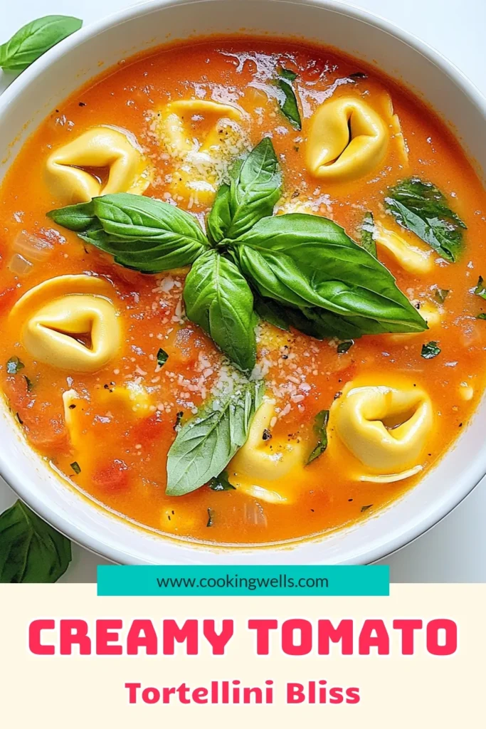 Warm up with this deliciously comforting creamy tomato tortellini soup! Ready in just 30 minutes, this easy recipe features fresh ingredients like garlic, herbs, and rich cream that blend perfectly with cheesy tortellini. It's the perfect dish for chilly nights or a cozy dinner at home. Click through now to discover the full recipe and make this flavorful soup today! #CreamyTomatoTortelliniSoup #Soups #EasyRecipes #ComfortFood