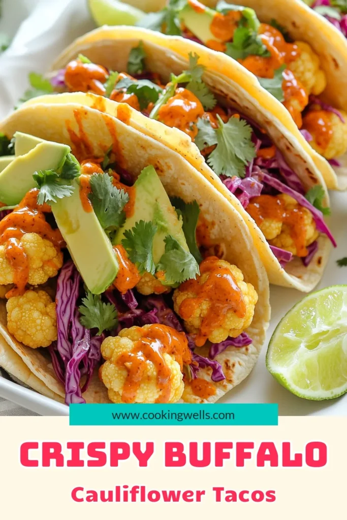 Spice up your taco night with these Air Fryer Buffalo Cauliflower Tacos! This easy recipe features crispy cauliflower florets tossed in zesty buffalo sauce, all wrapped in warm tortillas and topped with creamy avocado and crunchy cabbage. Perfect for a quick dinner or a fun party treat, these tacos are sure to impress. Click to discover how to make this delicious dish today! #AirFryerRecipes #HealthyTacos #MeatlessMeals #BuffaloCauliflower