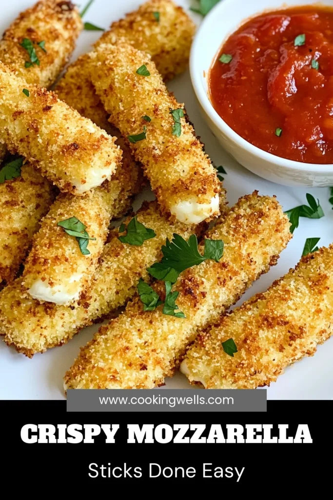 Craving a delicious snack? Try these air fryer mozzarella sticks for a crispy, cheesy treat! This easy crispy mozzarella sticks recipe combines homemade mozzarella sticks with perfect panko breadcrumb coating to achieve that golden crunch. Perfect as easy air fryer snacks for any occasion! Dip in marinara sauce for added flavor. Don’t miss out—save this recipe for your next snack attack! #AirFryerMozzarellaSticks #EasyAirFryerSnacks #HomemadeMozzarellaSticks #CrispyMozzarellaSticksRecipe