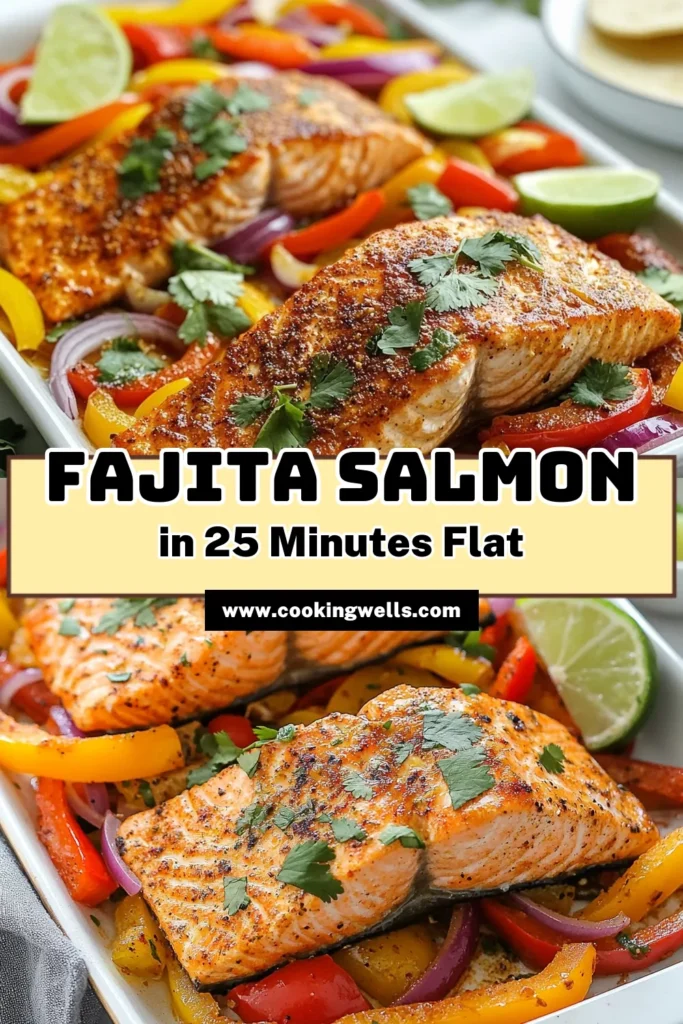 Discover the vibrant flavors of Sheet Pan Fajita Salmon, an easy sheet pan dinner that’s both healthy and delicious! This recipe combines tender baked salmon with colorful veggies and zesty fajita seasoning for a complete meal ready in just 25 minutes. Perfect for busy weeknights, this dish showcases healthy salmon recipes with minimal cleanup. Try it tonight and enjoy a satisfying meal! Save this recipe for later! #SheetPanDinner #SalmonRecipes #FajitaSeasoning #HealthyEating