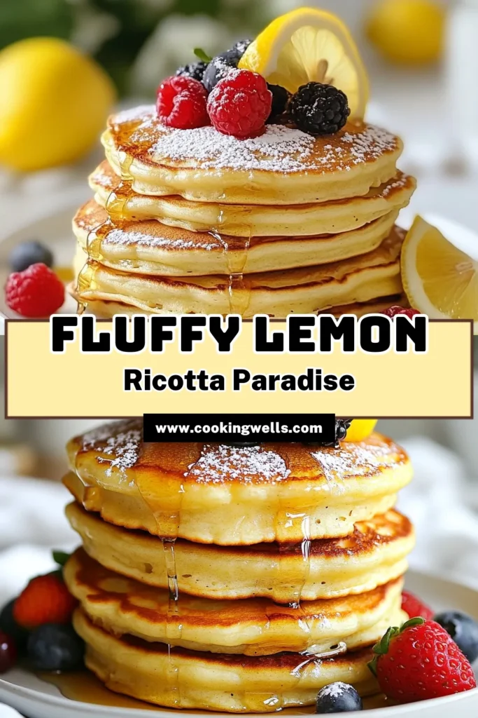 Indulge in these delightful Lemon Ricotta Pancakes, the ultimate fluffy pancake recipe that will brighten your morning! Made with creamy ricotta and zesty lemon, these ricotta pancakes with lemon are the best lemon pancakes you'll ever try. Perfect for an easy breakfast, this recipe is quick and satisfying. Don't miss out—save this recipe for a delicious start to your day! #LemonRicottaPancakes #FluffyPancakeRecipe #EasyBreakfastPancakes #RicottaPancakesWithLemon