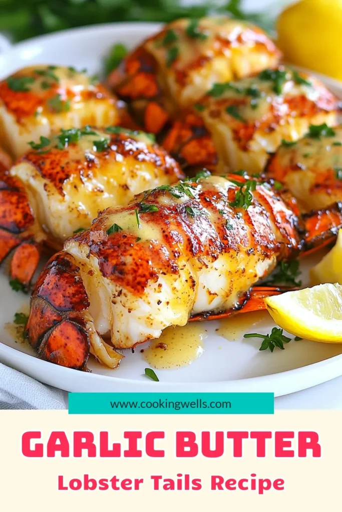 Indulge in perfectly cooked garlic butter lobster tails with this easy baked lobster tail recipe! This delightful dish features lobster tails with garlic sauce that transforms your dinner into a gourmet experience. Ideal for special occasions or a fancy weeknight meal, this broiled lobster tail recipe is quick to prepare and a surefire hit. Ready to impress? Save this recipe for your next easy lobster tail dinner! #GarlicButterLobsterTails #LobsterTailRecipe #EasyDinner #SeafoodRecipes