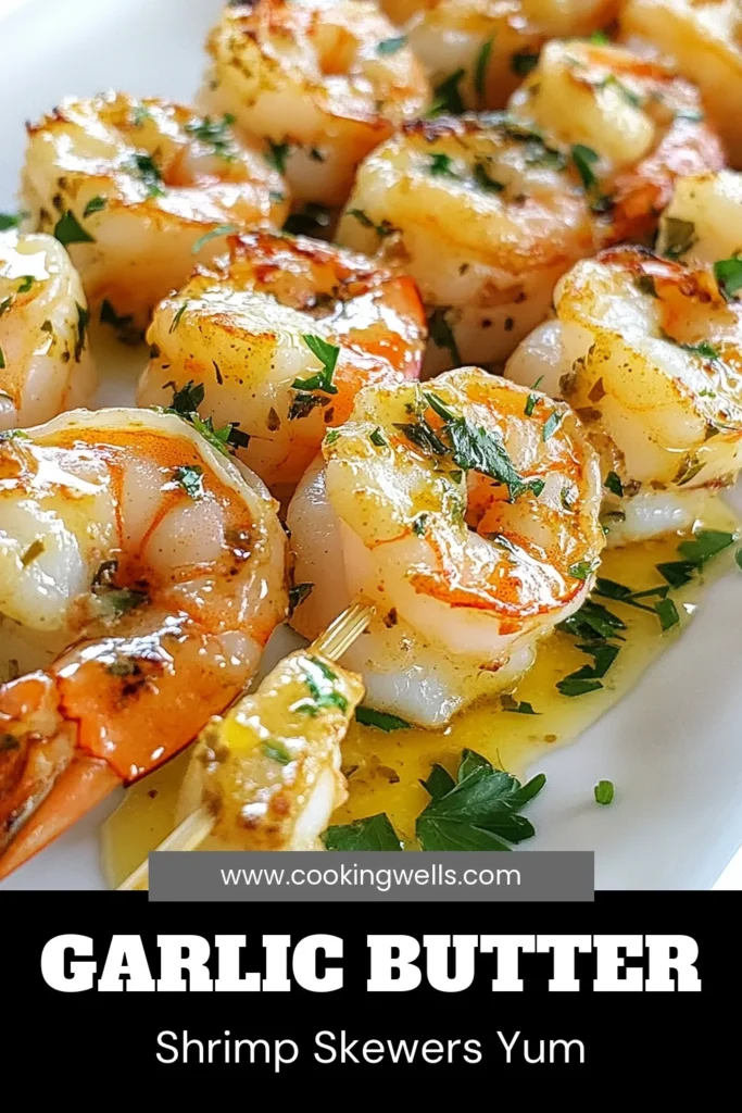 Indulge in delicious Garlic Butter Shrimp Skewers with this easy shrimp skewers recipe! Perfect for a quick shrimp appetizer, these grilled shrimp are marinated in a flavorful garlic shrimp marinade that packs a punch. Ideal for gatherings or weeknight dinners, this dish is sure to impress. Try it out now and bring a burst of flavor to your table! Save and share this recipe! #GarlicButterShrimpSkewers #GrilledShrimpRecipe #ShrimpAppetizerRecipe #EasyShrimpSkewers