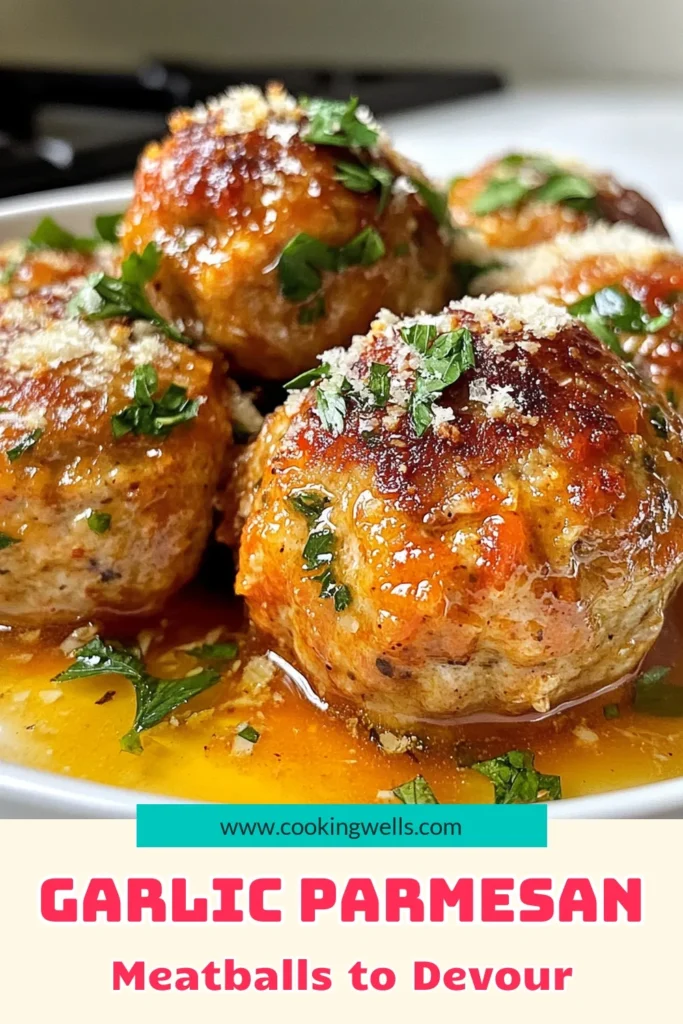Discover the deliciousness of Garlic Parmesan Chicken Meatballs with this easy ground chicken meatballs recipe. Perfectly baked and bursting with flavor, these baked chicken meatballs are ideal for any meal or snack! Made with juicy ground chicken, savory Parmesan cheese, and aromatic garlic, they’re a must-try. Click to get the full recipe and impress your family tonight! #GarlicParmesanChickenMeatballs #EasyMeatballRecipe #BakedChickenMeatballs #ParmesanCheeseMeatballs