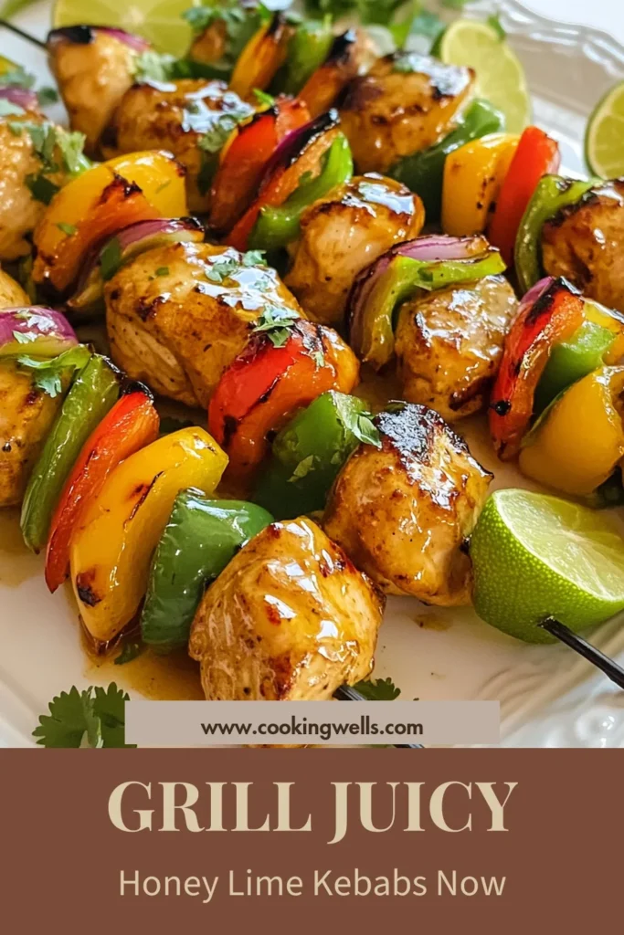 Savor the deliciousness of Honey Lime Chicken Kebabs, the perfect addition to your summer BBQ recipes! This easy chicken kebab recipe features juicy grilled chicken skewers marinated in a zesty honey and lime blend, packed with vibrant bell peppers and onions. Great for healthy eating, these kebabs are a hit at any gathering. Try this mouthwatering recipe today and impress your guests! Pin now! #HoneyLimeChickenKebabs #GrilledChickenSkewers #EasyChickenKebabRecipe #SummerBBQRecipes