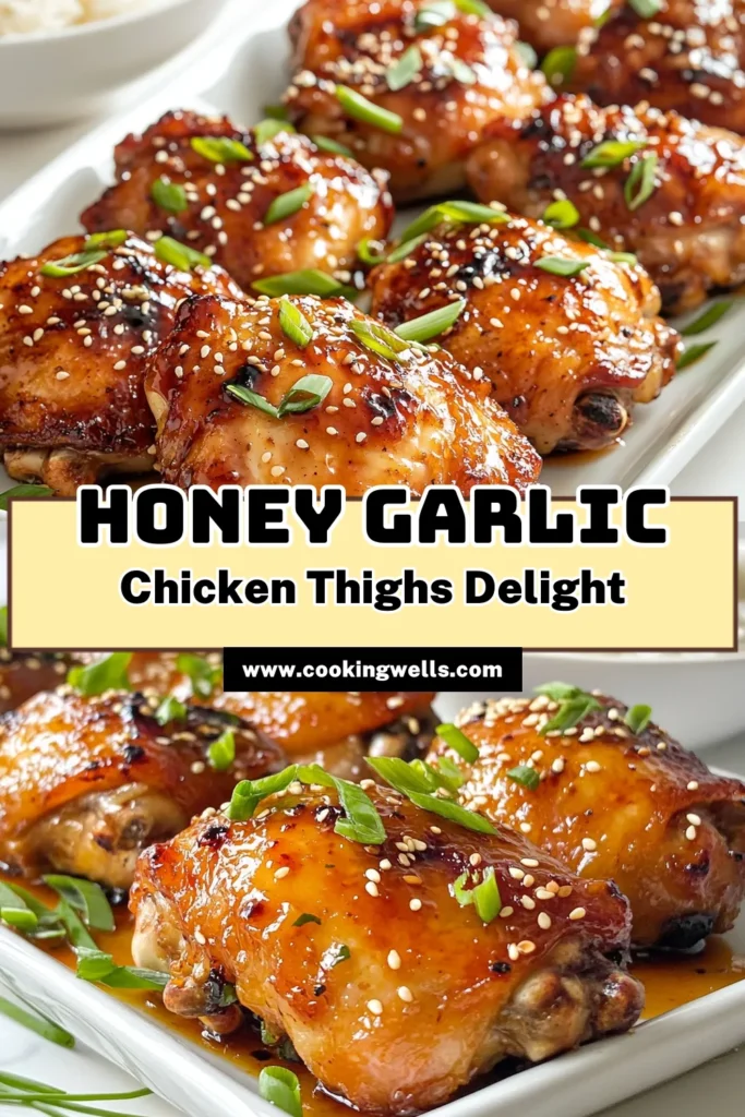 Looking for an easy marinated chicken thighs recipe that combines sweet and savory flavors? Try these honey garlic chicken thighs! This oven-baked chicken thighs recipe is a must-try for dinner. With just a few ingredients like honey, garlic, and sesame oil, you’ll have a delicious meal ready in no time. Perfect for any occasion! Save this sweet and savory chicken recipe for your next meal! #HoneyGarlicChickenThighs #EasyDinner #OvenBakedChicken #ChickenRecipes