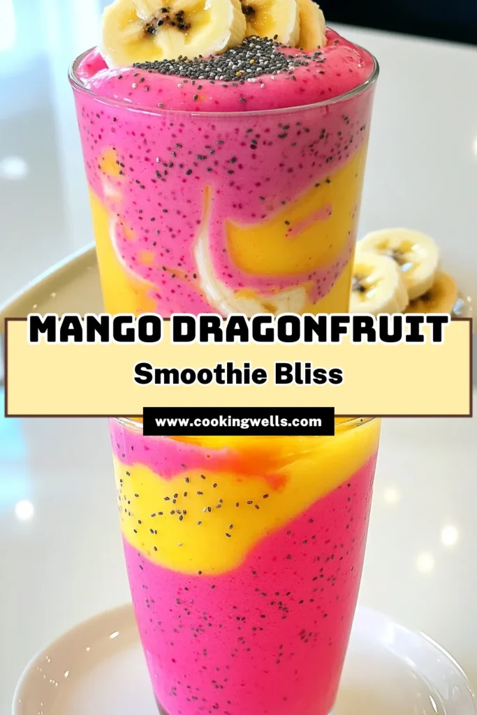 Brighten your day with this Mango Dragonfruit Bliss Smoothie! Bursting with tropical flavors from ripe mango and dragonfruit, this creamy concoction is not only delicious but loaded with nutrition. Perfect for breakfast or a refreshing snack, it's quick to make in just 10 minutes. Click through to explore the full recipe and elevate your smoothie game today! #SmoothieRecipe #HealthyDrinks #TropicalSmoothie #MangoRecipes
