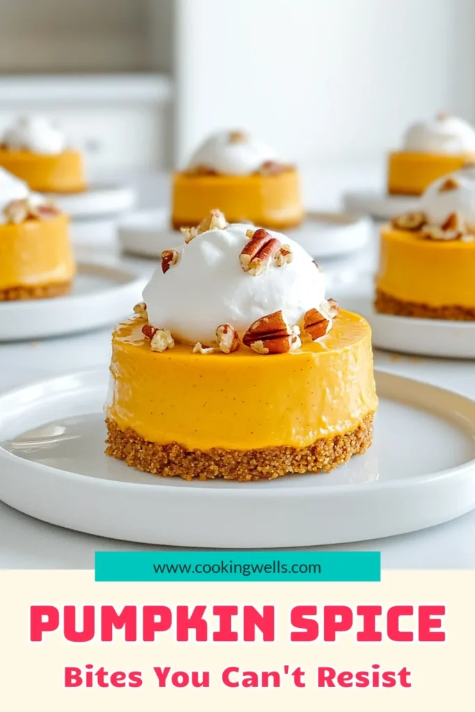 Indulge in the perfect autumn treat with these No Bake Pumpkin Spice Cheesecake Bites! Easy to make and packed with creamy pumpkin flavor, these delightful bites are perfect for parties or a cozy night in. With just a few simple ingredients, you can whip up these delicious desserts that everyone will love. Ready to try this yummy recipe? Click through for the details and get ready to impress! #PumpkinDesserts #CheesecakeBites #NoBakeTreats #FallRecipes