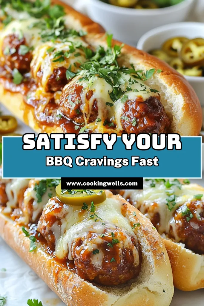 Indulge in this easy BBQ meatball subs recipe that's perfect for a weeknight dinner! Our tangy BBQ meatballs, made with homemade BBQ sauce, are stuffed into cheesy meatball sub sandwiches you'll crave. Ready in just 35 minutes, these delicious sub rolls topped with mozzarella and a kick of jalapeños are a family favorite. Try this easy meatball sub recipe today and elevate your meal game! Save this for later! #MeatballSubs #BBQRecipe #EasyDinner #ComfortFood