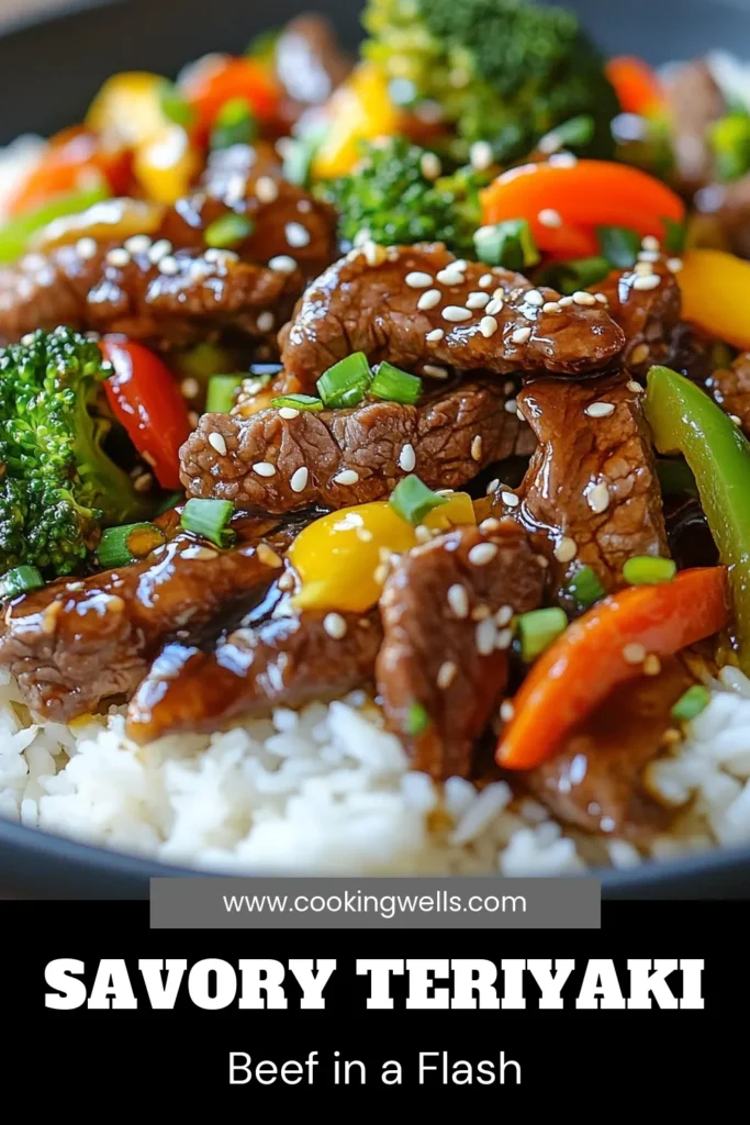 Looking for a quick and healthy dinner option? Try this delicious Teriyaki Beef Stir Fry recipe! Packed with vibrant beef stir fry with vegetables like broccoli, bell peppers, and carrots, it’s an easy beef stir fry ready in just 25 minutes. Perfect for busy weeknights, this dish delivers incredible flavor and nutrition. Save this recipe to make your next meal a hit! #TeriyakiBeefStirFry #QuickStirFryRecipes #HealthyDinner #BeefStirFry