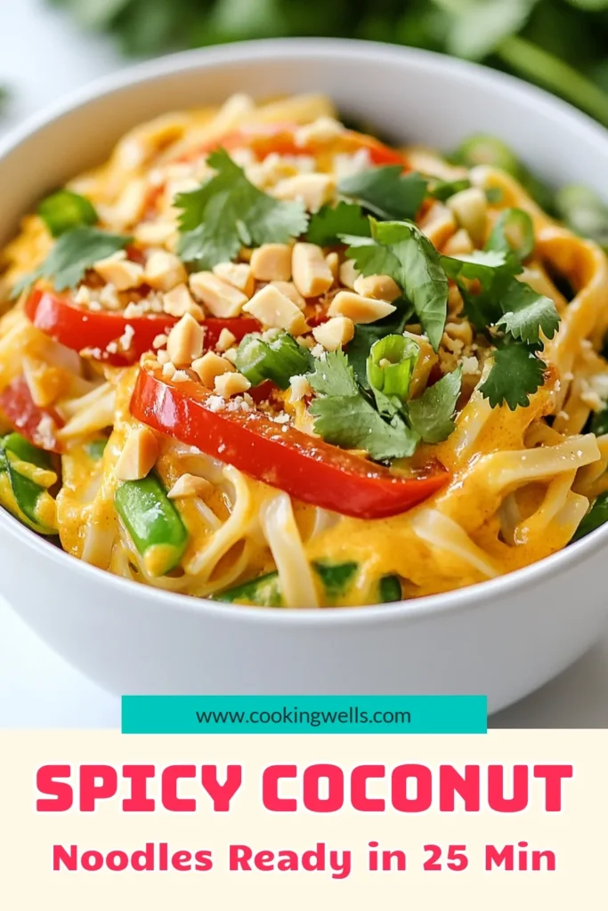 Discover the perfect blend of flavors with this easy Spicy Thai Coconut Noodles recipe! This quick Thai noodle recipe features rice noodles with coconut milk, red curry paste, and fresh veggies, making it a delightful and healthy meal option. In just 25 minutes, you can whip up an easy spicy noodle dish that satisfies your cravings. Don't miss out—save this Thai curry noodle recipe for your next dinner! #ThaiNoodles #CoconutMilk #SpicyNoodleDish #QuickRecipes