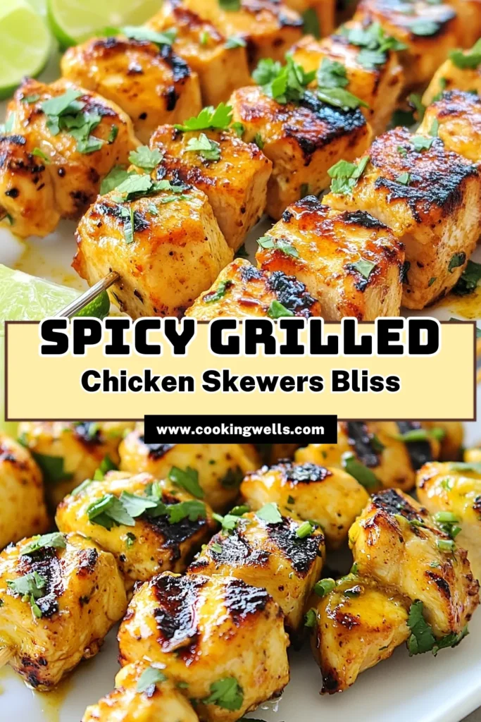 Looking for a tasty and healthy grilled chicken recipe? Try these spicy chicken skewers featuring chili lime chicken! These skewered chicken recipes are perfect for your next BBQ. Marinated in a zesty mixture of lime and spices, these grilled chicken skewers are juicy and flavorful. Ideal for a quick meal or outdoor gathering, they are sure to impress. Don't forget to save this recipe for later! #ChickenSkewers #GrilledChicken #ChiliLime #HealthyEating