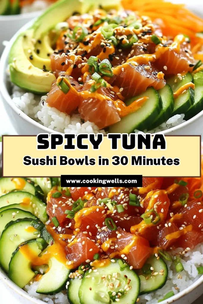 Discover the ultimate Spicy Tuna Sushi Bowl Recipe that brings the flavors of sushi right to your kitchen! These Sushi Bowls with Sashimi Tuna are easy to make and packed with healthy ingredients. Elevate your dish with Homemade Spicy Mayo Sushi for a delicious twist. This Easy Sushi Bowl Recipe is perfect for lunch or dinner, making a Healthy Tuna Sushi Bowl that's sure to impress. Save this recipe and try it today! #SushiBowl #TunaSushi #HealthyEating #RecipeIdeas
