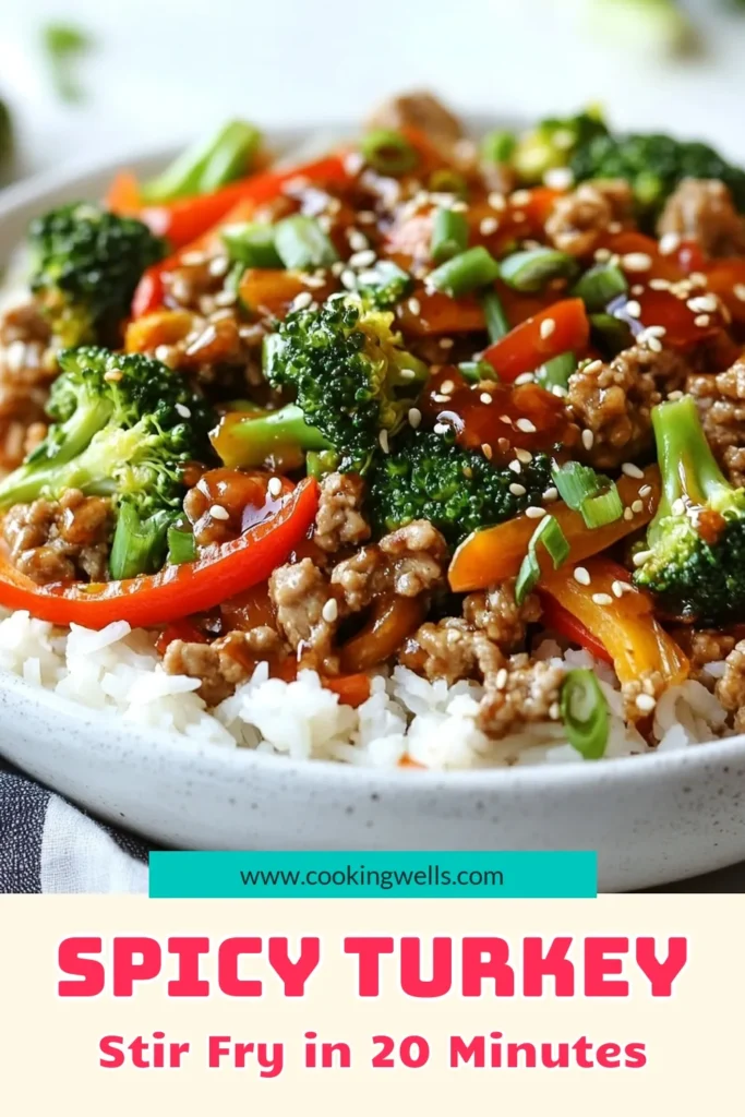 Discover the deliciousness of Spicy Sesame Turkey Stir-Fry, a healthy stir-fry option that's perfect for quick dinner recipes! Made with ground turkey, fresh veggies, and a flavorful sauce, this Asian-inspired stir-fry is sure to be a hit. Enjoy a balanced meal that's ready in just 20 minutes! Save this recipe for an easy weeknight dinner! #SpicySesameTurkeyStirFry #GroundTurkeyRecipes #HealthyStirFry #QuickDinnerRecipes