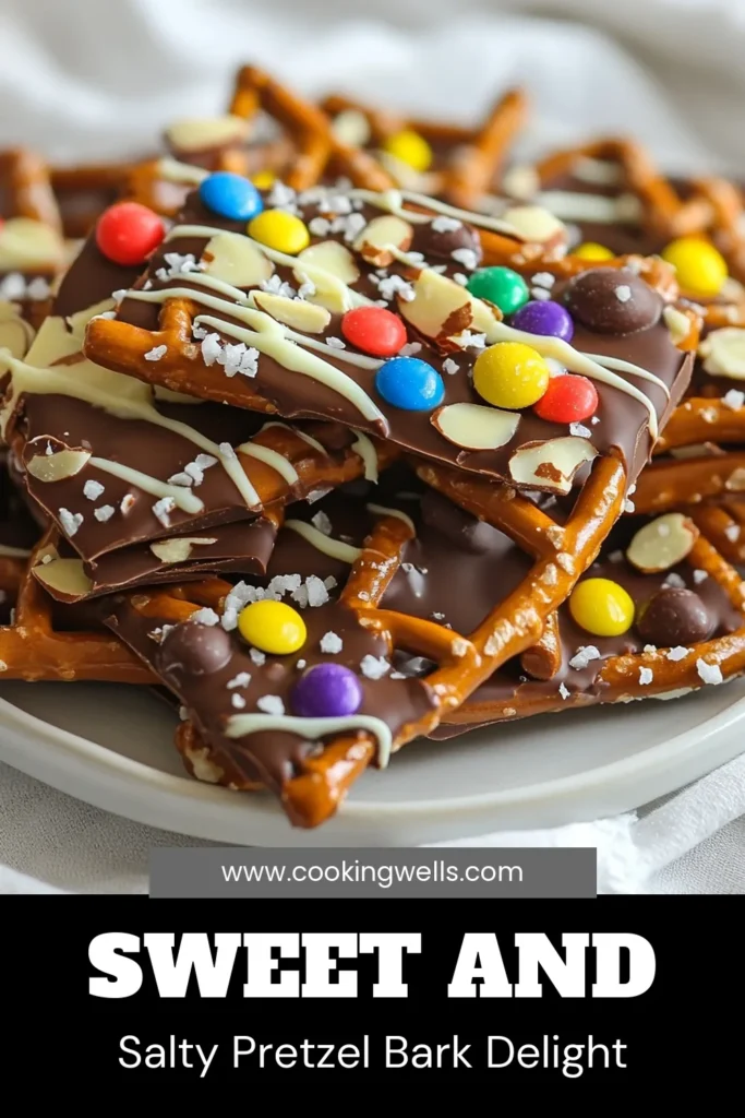 Indulge in the irresistible flavors of chocolate pretzel bark with this easy dessert bark recipe! Combining sweet and salty treats, these chocolate-covered pretzels are perfect for any occasion. Made with mini pretzels, semi-sweet and white chocolate, plus colorful candy-coated chocolates, this homemade chocolate bark is sure to impress. Try it today and make your sweet cravings come true! Save now! #ChocolatePretzelBark #EasyDessert #SweetAndSalty #HomemadeBark