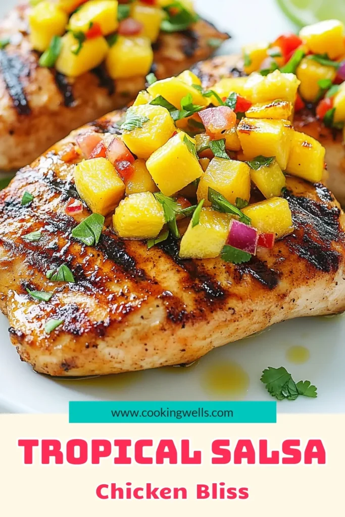 Elevate your summer dinner with this delicious Pineapple Mango Salsa Chicken! This easy chicken salsa recipe features juicy grilled chicken topped with a fresh and vibrant pineapple mango salsa. Perfect for healthy salsa toppings, this dish is not only flavorful but also a nutritious choice. Ready in just 30 minutes, it's ideal for busy weeknights. Save this recipe for your next summer chicken dinner! #GrilledChickenRecipes #EasyChickenSalsa #HealthySalsaToppings #SummerDinnerIdeas