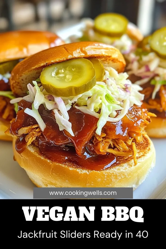 Discover the ultimate vegan jackfruit recipe with these BBQ jackfruit sliders! These delicious plant-based slider sandwiches are perfect for any gathering. Made with shredded jackfruit barbecue, they’re packed with flavor and are incredibly easy to prepare. Impress your guests with this flavorful dish that's sure to become a favorite. Try this easy jackfruit sandwiches recipe today and enjoy! #BBQJackfruitSliders #VeganRecipe #PlantBased #EasySandwiches