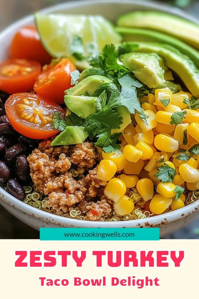 Discover the deliciousness of Cilantro Lime Turkey Taco Bowls! This healthy recipe features seasoned ground turkey, quinoa or brown rice, and vibrant toppings like black beans, corn, and avocado. Perfect for meal prep, these healthy turkey bowls are packed with flavor and nutrients. Try this unique spin on ground turkey taco recipes for a dinner thatโs quick and satisfying. Save this recipe for your next taco night! #CilantroLimeTurkeyTacoBowls #HealthyTurkeyBowls #QuinoaTacoBowls #CilantroLimeRecipes