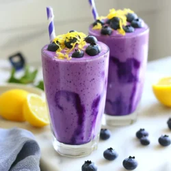 You can use fresh or frozen blueberries in this smoothie. Fresh blueberries taste bright and juicy. They give a nice texture and flavor. If you pick fresh ones, wash them well before blending. Frozen blueberries are great for a cold, creamy drink. They save time and can make your smoothie thicker without ice. Both options work well, so choose what you have. Plain Greek yogurt is my favorite for this recipe. It adds creaminess and protein. You can also use regular yogurt if you prefer a lighter taste. If you want a dairy-free option, try coconut yogurt. It gives a nice flavor and texture too. Just remember to check the sugar levels in flavored yogurts. Honey adds natural sweetness to your smoothie, but you can switch it out. Maple syrup is a great choice if you want a vegan option. Agave nectar works well too. For the milk, almond milk is light and tasty. If you have other milks at home, like oat or soy, use those. Each will give the smoothie a unique twist! {{ingredient_image_1}} Start by washing your blueberries well if they are fresh. If you use frozen blueberries, you can skip this. Next, peel the ripe banana and chop it into pieces. Gather your other ingredients: Greek yogurt, honey, lemon juice, almond milk, and lemon zest. Make sure you have everything ready. This makes blending easier. Now it’s time to blend! Add the blueberries, banana, Greek yogurt, honey, lemon juice, almond milk, and lemon zest to your blender. Make sure to put the lid on tight. Blend on high speed until smooth and creamy. You want a nice, thick texture. If you like your smoothie thicker, toss in a handful of ice cubes. Blend again until you reach your desired consistency. After blending, taste your smoothie. Do you like the sweetness? If you want it sweeter, add more honey. Blend again for a quick mix. If you find it too thick, add a splash more almond milk. Blend once more until it’s just right. Now your smoothie is ready to pour into glasses! Blueberry and lemon work well together. You can add spinach for a green boost. Try mint for a fresh taste. If you like it sweet, use maple syrup instead of honey. For a tropical twist, add mango or pineapple. These flavors make your smoothie unique and fun. Each ingredient in this smoothie brings health perks. Blueberries are full of antioxidants. They help protect your cells. Greek yogurt adds protein, which keeps you full. Bananas give you energy and potassium. Lemon juice is great for digestion and adds vitamin C. Almond milk is low in calories and dairy-free. Together, these ingredients create a nutritious drink. Serving matters, so make it fun! Use tall glasses to show off the color. Add colorful straws for a playful touch. You can sprinkle lemon zest on top for a pop of color. Whole blueberries on top look pretty too. If you want, add a lemon slice on the rim for extra flair. These small touches make your smoothie feel special! Pro Tips Use Frozen Blueberries: If fresh blueberries are out of season, frozen ones work perfectly and can make your smoothie extra cold and refreshing. Adjust Sweetness: Depending on the ripeness of your banana, you may need more or less honey. Always taste before serving. Thicker Smoothie: For a thicker consistency, add more Greek yogurt or a handful of oats for added nutrition. Experiment with Flavors: Feel free to add other fruits, like strawberries or spinach, to customize your smoothie and boost the nutrient profile. {{image_2}} If you want a dairy-free smoothie, try coconut yogurt. It adds a creamy texture. You can also use almond or soy yogurt. Both choices keep the taste smooth and rich. Choose unsweetened options to control the sugar level. Adding greens is a great way to boost nutrition. Spinach is mild and blends well. It won’t change the taste much. Kale gives a slightly earthy flavor. Use a small handful for the best results. Remember, the key is to blend until smooth. Want to add more flavor? Ginger adds a spicy kick. Use a small piece, about half an inch. Just peel and chop it before blending. Mint gives a cool taste. Add a few fresh leaves for a refreshing twist. Both options make your smoothie unique! After making your blueberry lemon yogurt smoothie, you may have some left. Store your smoothie in an airtight container. This helps keep it fresh. Place it in the fridge and enjoy within 1-2 days. Be sure to give it a good shake before drinking. This mixes the ingredients again for the best taste. Want to save some smoothies for later? Freezing is a great option! Pour your smoothie into ice cube trays or silicone molds. This allows you to freeze small portions. Once frozen, pop the cubes into a zip-top bag. You can store them for up to 3 months. When you want one, just blend a few cubes with milk or yogurt for a quick treat. If your smoothie sits for a while, it may separate. This is normal. To fix this, simply re-blend it! Pour the smoothie back into the blender. Blend until smooth again. You can add a splash of milk if it feels too thick. This restores the creamy texture and flavor you love. Yes, you can make this smoothie ahead of time. Just blend all the ingredients and store it in a sealed container. The best way is to store it in the fridge. It will stay fresh for up to 24 hours. If you want to keep it longer, consider freezing it. Just pour it into ice cube trays. Then, you can blend the cubes later for a quick treat. To make this smoothie vegan, swap the Greek yogurt for plant-based yogurt. You can use coconut, almond, or soy yogurt. Replace honey with maple syrup or agave nectar for sweetness. These swaps keep the smoothie creamy and delicious without any dairy. Many fruits work well with blueberries and lemon. Here are some great options: - Strawberries add a sweet touch. - Raspberries bring a tart flavor. - Peaches add a juicy sweetness. - Mangoes give a tropical twist. - Spinach adds greens without changing the taste much. Feel free to mix and match these fruits for fun new flavors! This blog post covers how to make a healthy blueberry smoothie. We discussed the best ingredients, including fresh versus frozen blueberries, the right yogurt types, and sweetener alternatives. You learned step-by-step instructions for preparation and blending, along with tips for flavor and health benefits. We also explored variations like dairy-free options and adding greens. Finally, I shared storage tips for leftovers and answered common questions. Now you are armed with everything needed to create a delicious smoothie. Enjoy the process, and have fun experimenting with flavors!