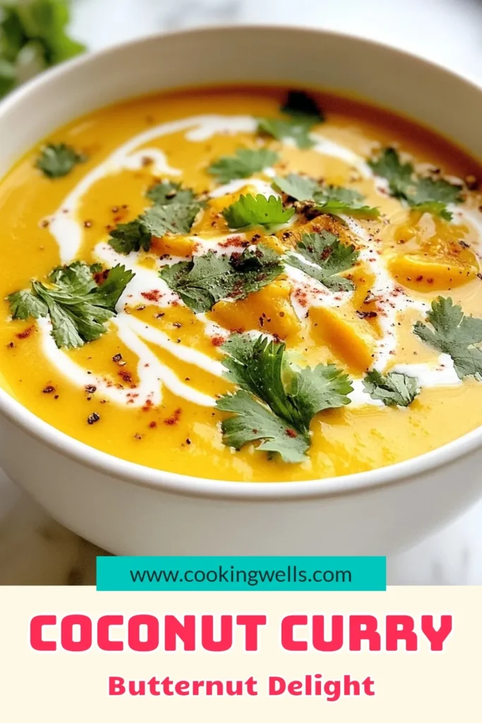 Indulge in the creamy goodness of coconut curry butternut soup, a delicious and easy vegan butternut squash soup that elevates your meal prep. Perfect as a comforting dish, this Thai curry soup recipe combines coconut milk and warming spices for a wholesome experience. Try this easy coconut milk recipe today and enjoy rich flavors in just 35 minutes. Save it for later! #CoconutCurryButternutSoup #VeganRecipes #ThaiCurrySoup #ButternutSquashSoup