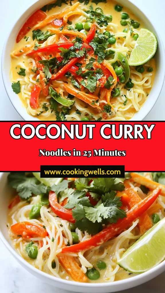 Indulge in this delicious Coconut Curry Rice Noodles recipe! Perfect for busy weeknights, this vegan curry noodle recipe features creamy coconut milk noodles and an array of vibrant veggies. In just 25 minutes, you can whip up this quick rice noodle dish that’s both healthy and satisfying. Enjoy a burst of flavor with each bite and impress your guests! Save this recipe for an easy dinner idea! #CoconutCurryRiceNoodles #VeganRecipes #HealthyNoodles #QuickMeals