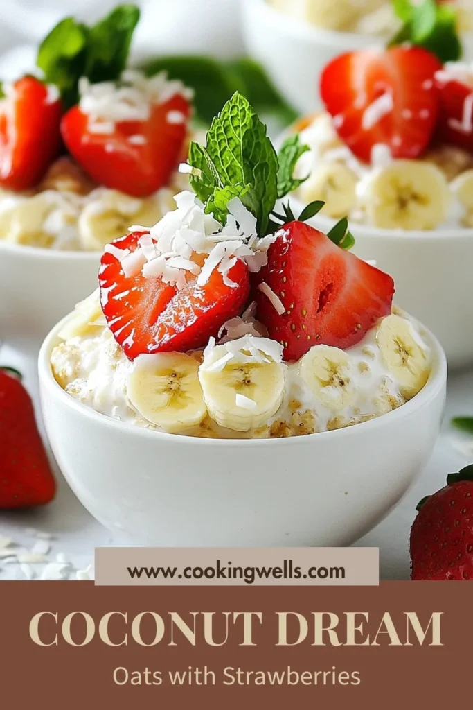 Start your day right with these delicious strawberry coconut overnight oats! This healthy breakfast recipe features a delightful mix of rolled oats, creamy coconut milk, and fresh strawberries, all effortlessly prepared in advance. Perfect for busy mornings, this no-cook oatmeal is vegan-friendly and packed with flavor. Try this easy overnight oats recipe now and enjoy a nutritious meal on the go! Save this one for your morning inspiration! #HealthyBreakfast #OvernightOats #VeganOatmeal #NoCookOatmeal