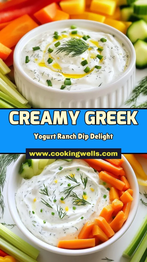 Looking for a delicious and healthy snack? Try this Greek yogurt ranch dip! This easy Greek yogurt dip is perfect for veggies, offering a creamy and flavorful homemade ranch dip. Made with plain Greek yogurt, fresh herbs, and zesty lemon juice, this healthy ranch dip recipe is quick to whip up and a hit at any gathering. Save this recipe and enjoy a guilt-free treat that pairs well with fresh vegetables. #GreekYogurtRanchDip #HealthyRanchDip #EasyGreekYogurtDip #CreamyDipForVegetables