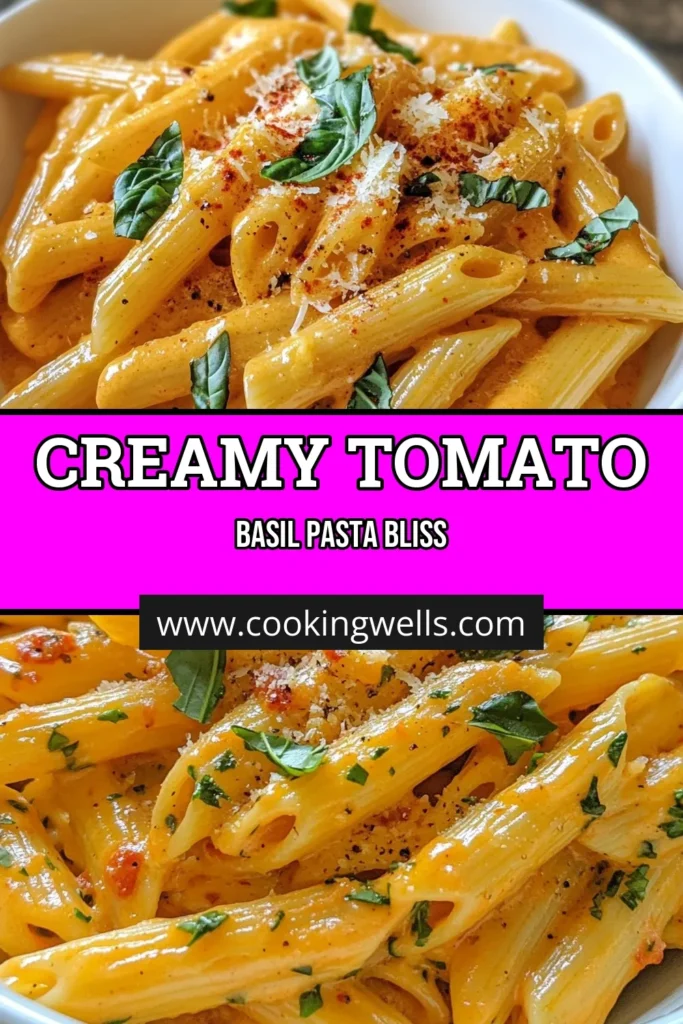 Discover the perfect creamy tomato basil penne recipe that elevates your pasta game! This easy pasta recipe combines penne pasta with a luscious cream sauce, crushed tomatoes, and fresh basil, creating a delightful vegetarian pasta dish. Ready in just 30 minutes, it’s ideal for busy weeknights or impressive dinner gatherings. Try it today and impress your family! Save this recipe for later! #PastaLovers #VegetarianRecipes #EasyDinnerIdeas #TomatoBasilPasta