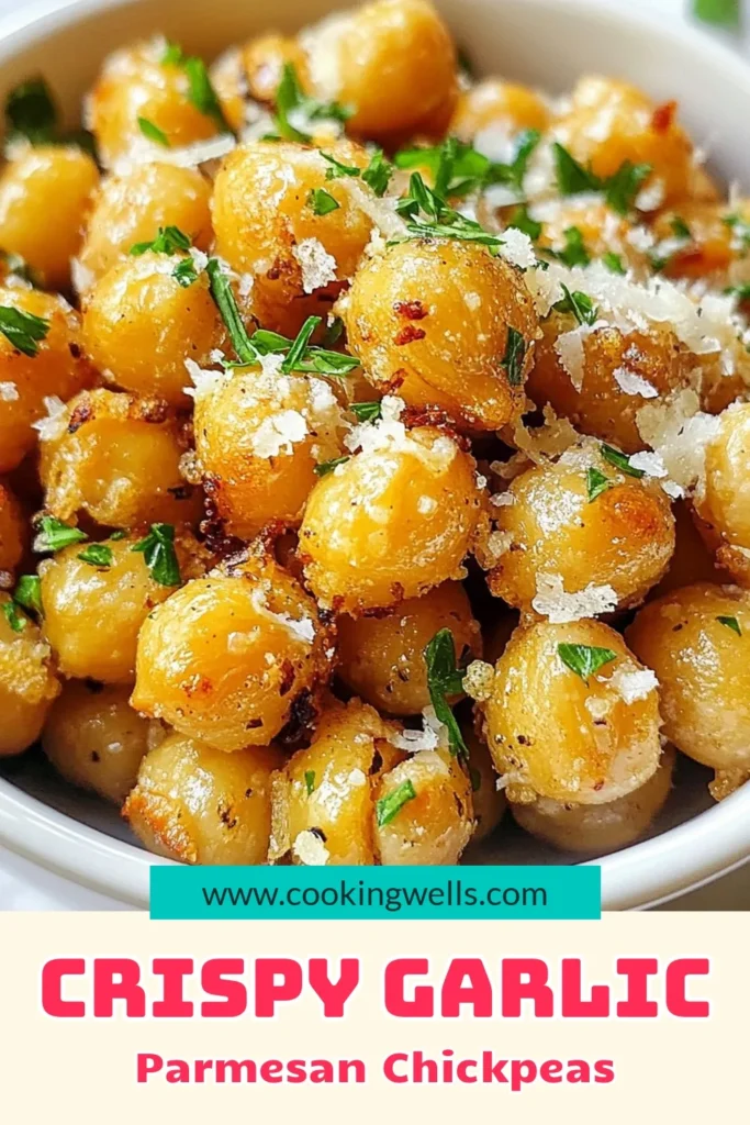 Looking for a delicious and healthy chickpea recipe? Try these crunchy roasted chickpeas! This garlic parmesan snack is not only satisfying but also makes for a perfect crispy chickpeas appetizer. Oven roasted to perfection, these flavorful bites are easy to make and packed with protein. Save this recipe and enjoy a guilt-free treat anytime! #HealthySnacks #ChickpeaRecipe #GarlicParmesan #CrispyChickpeas
