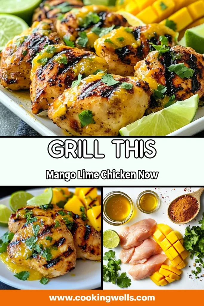 Elevate your summer meals with this delicious mango lime grilled chicken recipe! Perfectly marinated with a fruity blend of pureed mango, fresh lime juice, and spices, this dish is a standout among healthy grilled chicken recipes. Ideal for barbecues, this grilled chicken marinade infuses each bite with flavor. Try it today and impress your guests! Save this recipe for an easy and tasty summer dinner. #MangoLimeChicken #SummerRecipes #GrilledChicken #HealthyEating