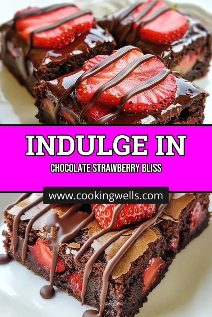 Indulge in these delightful chocolate strawberry brownies, a perfect combination of rich cocoa powder brownies and fresh strawberries. This easy brownie recipe is a must-try for any dessert lover! Discover how to make this chocolate covered brownies recipe that will impress your friends and family. Save this recipe for your next baking adventure and enjoy a delicious strawberry brownies dessert. Try it today! #ChocolateCoveredBrownies #DessertIdeas #BrownieRecipe #BakingJoy