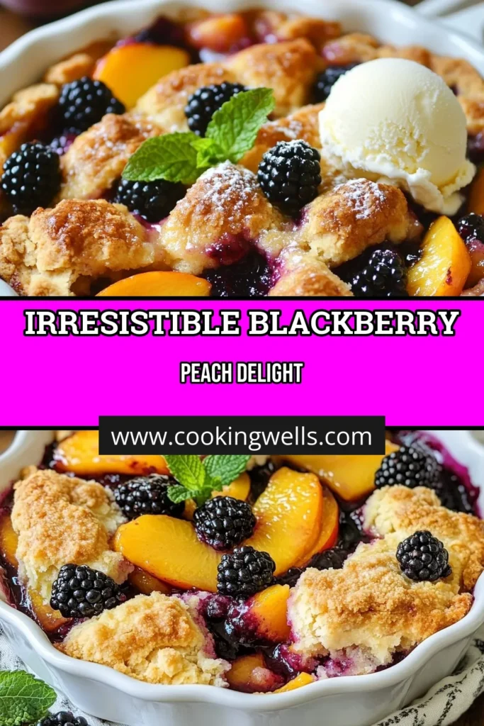 Indulge in this delightful blackberry peach cobbler recipe that’s perfect for summer! This easy blackberry peach dessert combines fresh blackberries and peaches to create a deliciously sweet and satisfying finish to any meal. Whether you're hosting friends or enjoying a cozy night in, this homemade peach cobbler with fruit is a must-try. Serve warm with ice cream for the ultimate treat. Save this summer fruit cobbler for your next gathering! #BlackberryPeachCobbler #SummerDesserts #EasyRecipes #FruitDesserts