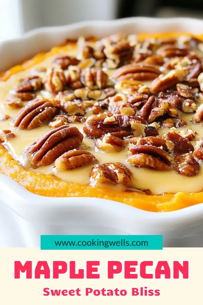 Indulge in the delightful flavors of Maple Pecan Sweet Potato Casserole, a must-try Sweet Potato Casserole Recipe for your next gathering! This Easy Thanksgiving Casserole is made with creamy sweet potatoes, topped with a crunchy maple pecan mix. Perfect for a healthy sweet potato dish or a side that will wow your guests. Try this irresistible recipe and add it to your holiday menu today! Save it for later! #MaplePecan #SweetPotatoCasserole #ThanksgivingRecipes #HealthyCooking