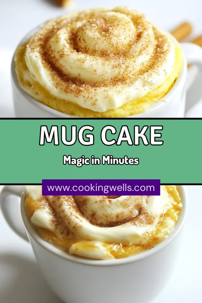 Indulge in a warm and delicious cinnamon roll mug cake that's perfect for satisfying your sweet tooth! This microwave mug cake recipe combines quick dessert recipes with the delights of an easy cinnamon roll recipe, all in a single serving mug cake. Ready in just 2 minutes, it’s the perfect treat for any time cravings. Try this easy cinnamon roll mug cake today and enjoy a cozy dessert moment! Save your favorite recipes! #mugcake #cinnamonroll #dessertrecipe #quickbaking