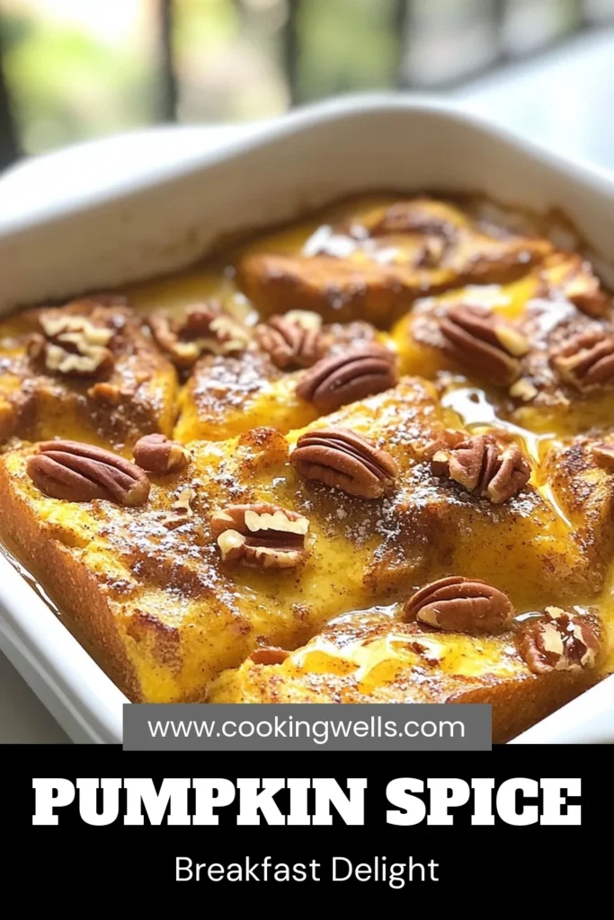 Indulge in the cozy flavors of fall with this delightful Pumpkin Spice French Toast Bake! Perfect for family gatherings, this Pumpkin Bread Bake Recipe features rich pumpkin puree combined with eggs, milk, and aromatic spices. Easily make this Challah French Toast Casserole for a stunning breakfast or brunch. Top it off with maple syrup for an easy pumpkin dessert recipe that's sure to impress. Try it today and save for later! #PumpkinSpice #FallRecipes #FrenchToast #EasyDessert
