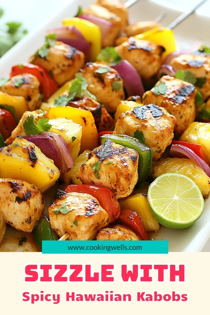 Get ready to fire up your grill with these Spicy Hawaiian Chicken Kabobs! This easy kabob recipe features tender grilled chicken, juicy pineapple, and vibrant veggies, marinated in a flavorful blend including sriracha for that perfect kick. Perfect for summer BBQs or weeknight dinners, these Pineapple Chicken skewers are sure to impress. Try this Grilled Chicken Kabobs recipe today and make your taste buds dance! Save now and enjoy later! #ChickenKabobs #GrillingSeason #HawaiianRecipes #SrirachaChicken