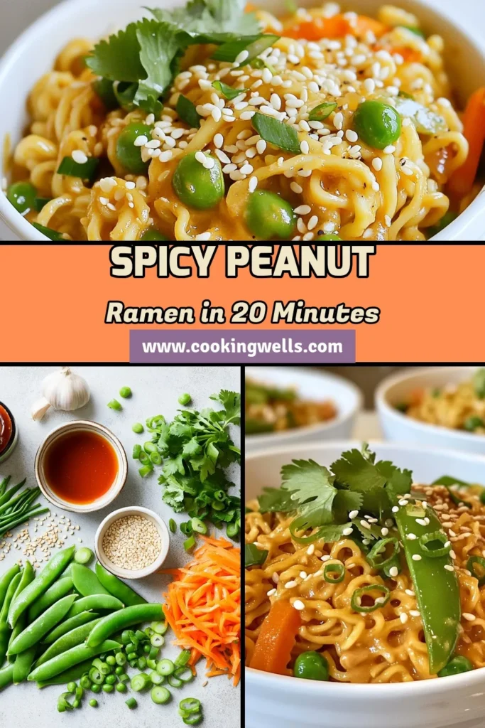 Discover the ultimate comfort food with this spicy peanut ramen recipe! This easy ramen recipe blends rich flavors with fresh veggies, making it a perfect quick dinner option. Using vegetable ramen noodles, it's also a delicious gluten-free ramen idea. Ready in just 20 minutes, this dish is sure to impress. Try it tonight and enjoy a delightful meal that’s both satisfying and nutritious! Save this recipe for later! #SpicyPeanutRamen #QuickDinnerRecipes #EasyRamenRecipe #GlutenFreeRamenIdeas